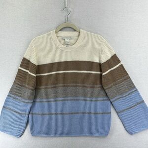 Design History (Stitch Fix) Crewneck Pullover Sweater Sz M Crm/Blue/Tan Cotton